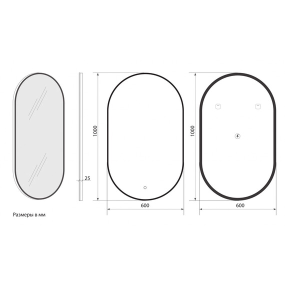Зеркало Art&Max Torino 60 см AM-Tor-600-1000-DS-Nero, чёрный фото 8