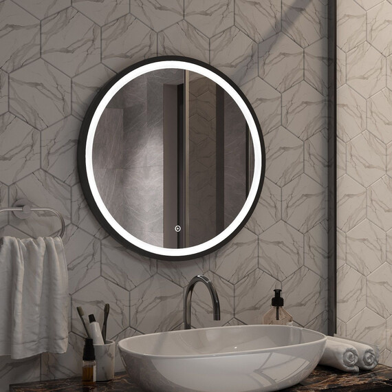 Зеркало Art&Max Livorno 80 см AM-Liv-800-DS-F-Nero, чёрный фото 6