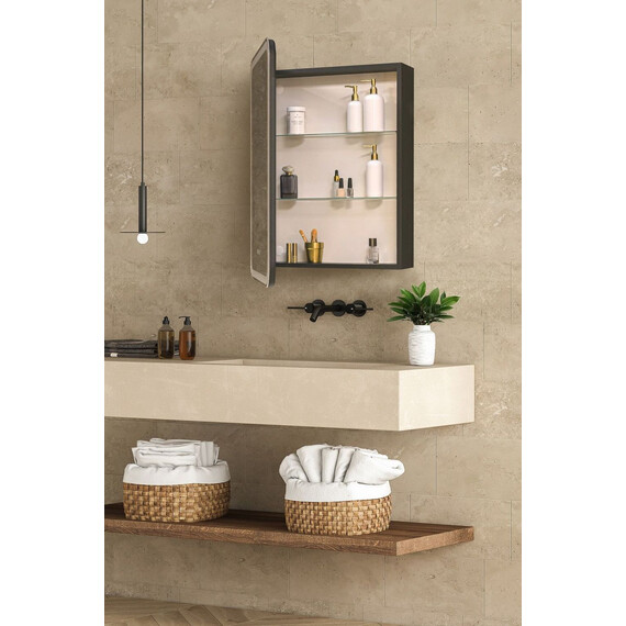 Зеркало-шкаф Art&Max Platino 60 см AM-Pla-600-800-1D-L-DS-FC-H-T-Grey, антрацит фото 4