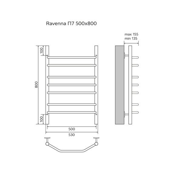Полотенцесушитель водяной Azario Ravenna П7 500x800 мм AZ07158 фото 5