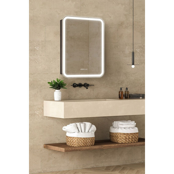 Зеркало-шкаф Art&Max Platino 60 см AM-Pla-600-800-1D-R-DS-FC-H-T-Grey, антрацит фото 3