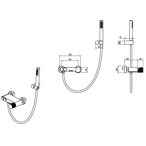 Смеситель для ванны Boheme Stick 123-BB.4, чёрный фото 2