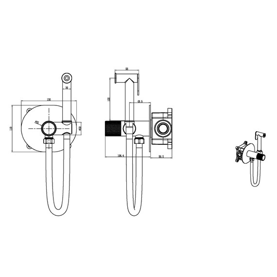 Набор для гигиенического душа Boheme Tech 157-GM (со скрытой частью) графит фото 2