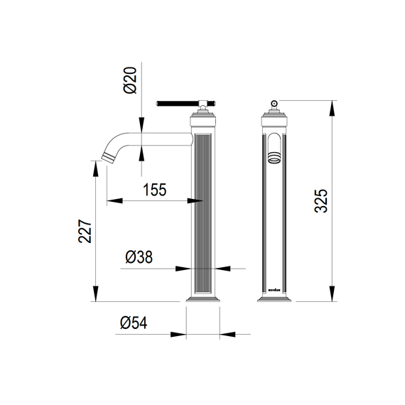 Смеситель для раковины высокий Boheme Eterna 172-G, золото фото 2