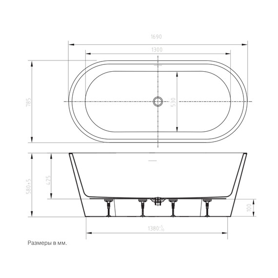 Ванна отдельностоящая Art&Max Torino 170x78 см AM-TORINO-1700-780 фото 7