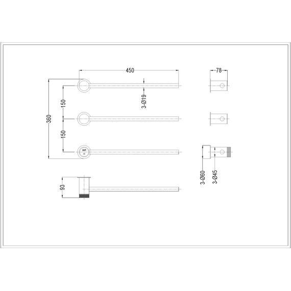 Полотенцесушитель электрический Boheme Stick 450x350 мм 727-SGM, графит фото 2