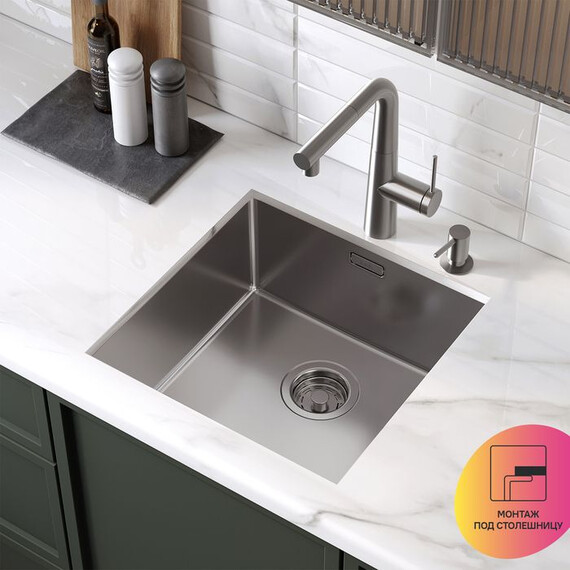 Кухонная мойка Iddis Prime PRI44S0i77 1 мм, сатин фото 9