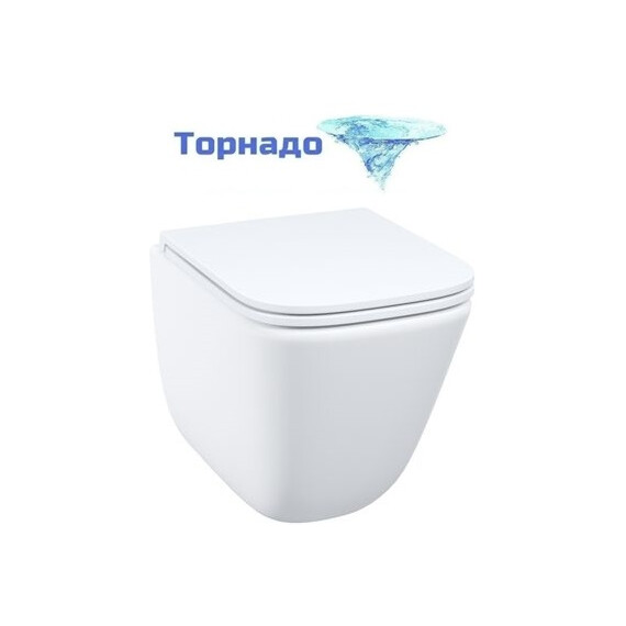 Унитаз подвесной безободковый Iddis Torr TOQFDSEi25 с тонкой крышкой микролифт (система смыва Торнадо) фото 