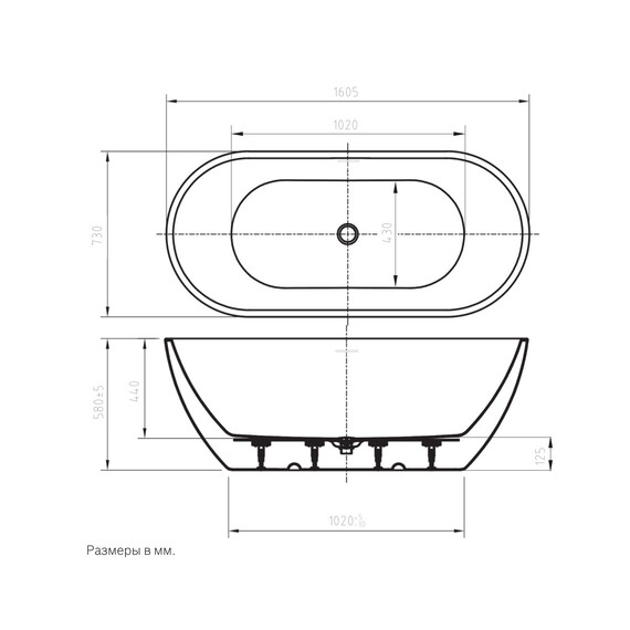 Ванна отдельностоящая Art&Max Latina 160x73 см AM-LATINA-1600-730 фото 7
