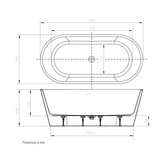 Ванна отдельностоящая Art&Max Torino 160x80 см AM-TORINO-1600-780 фото 7