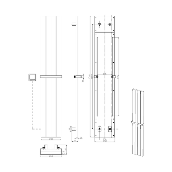 Полотенцесушитель электрический Boheme П4 250x1500 мм 725-MG, золото матовое фото 8