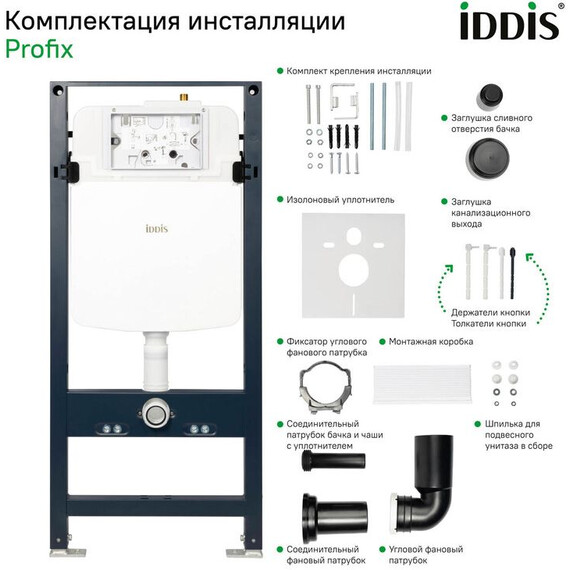 Инсталляция с подвесным безободковым унитазом комплект: Iddis Basic BASAI01i73 сиденье микролифт, крепление, кнопка смыва хром (система смыва Торнадо) фото 15