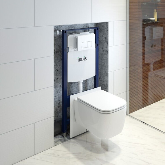 Инсталляция с подвесным безободковым унитазом комплект: Iddis Basic BASBR03i73 сиденье микролифт, крепление, кнопка смыва белая фото 10