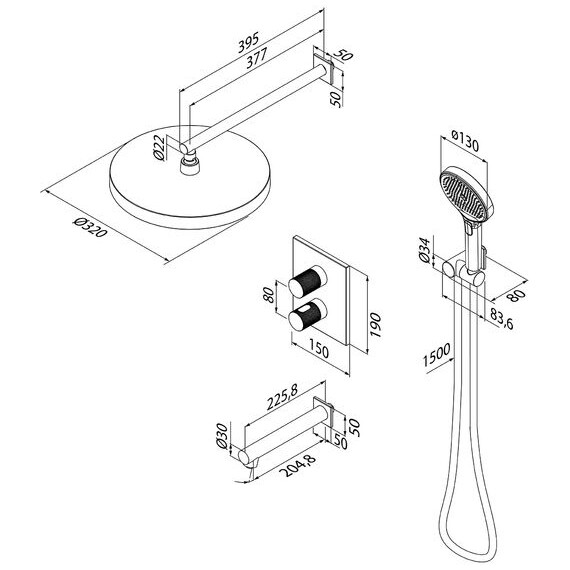 Душевая система для ванны с термостатом Iddis Duna DUNGMSTi68P, графит матовый фото 15