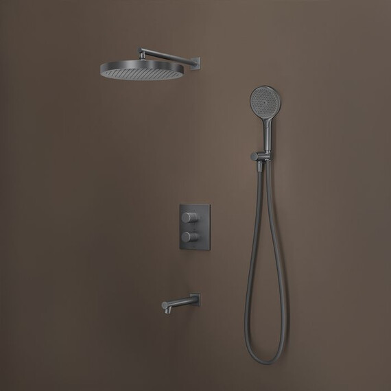 Душевая система для ванны с термостатом Iddis Duna DUNGMSTi68P, графит матовый фото 14