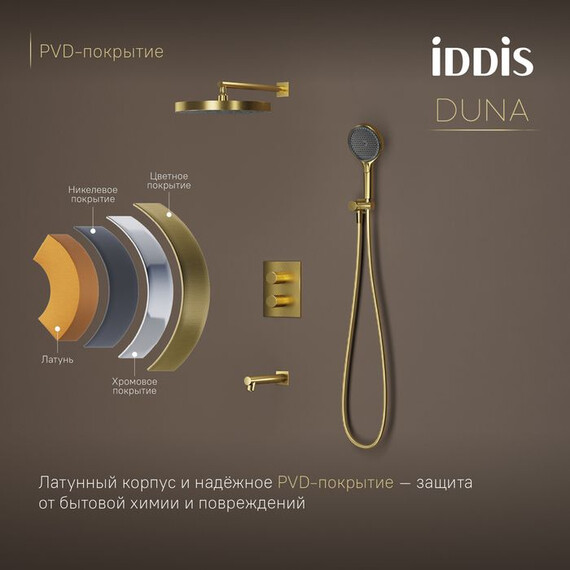 Душевая система для ванны с термостатом Iddis Duna DUNMGSTi68P, золото матовое фото 7