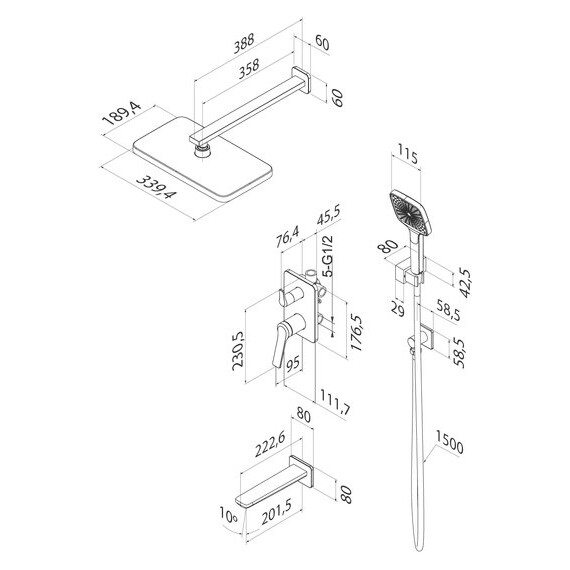 Душевая система для ванны Iddis Parker PARBL03i68, чёрный матовый фото 9