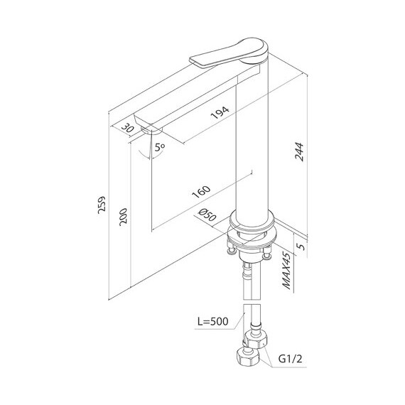 Смеситель для раковины высокий Iddis Parker PARGM01i01, графит матовый фото 5