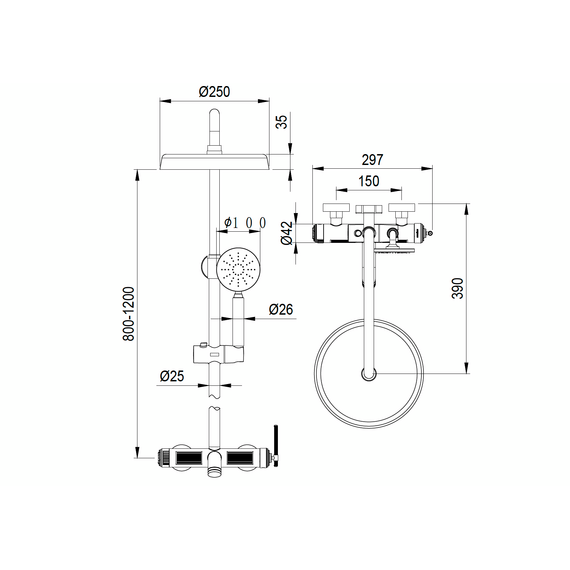 Душевая стойка Boheme Eterna 178-CB, медь брашированная фото 2