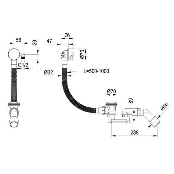 Сифон для ванны Boheme 631-BR Click-Clack, бронза фото 2