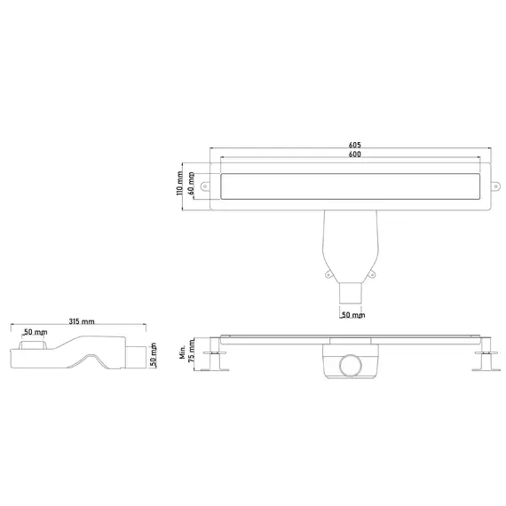 Трап Boheme Premium Linear 60 см 982-60-BRB, бронза брашированная (под плитку) фото 2