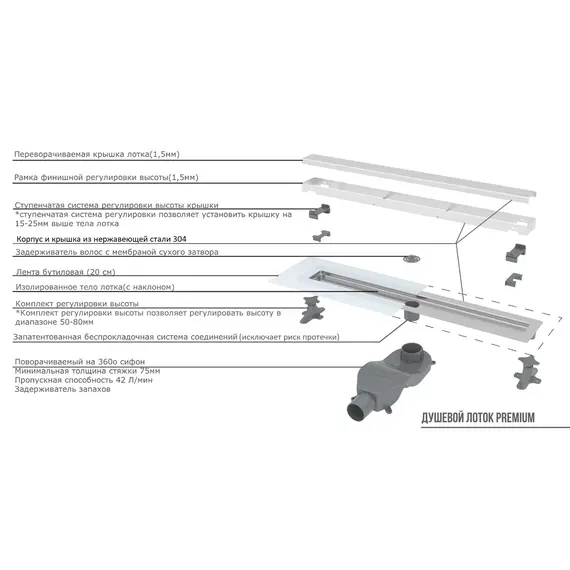 Трап Boheme Premium Trendy 80 см 983-80-CB, медь брашированная фото 2