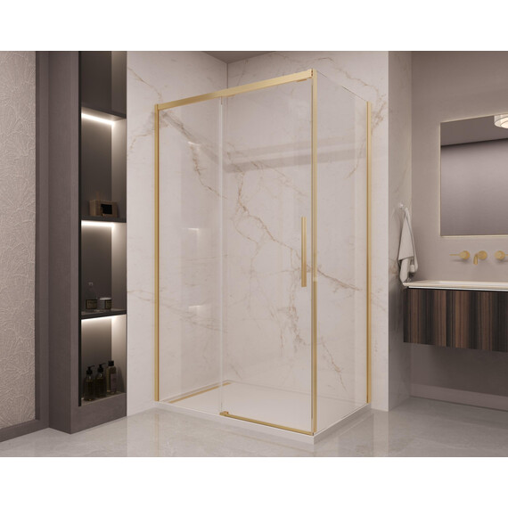 Душевое ограждение Vincea Stella 160x100 см VSR-1ST1016CLG (стекло 8 мм) брашированное золото/прозрачное фото 2