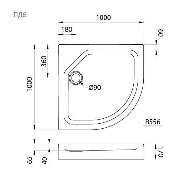 Поддон акриловый Тритон ПД6 100x100 см (каркас и панель в комплекте) фото 5