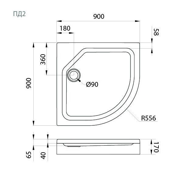 Поддон акриловый Тритон ПД2 90x90 см (каркас и панель в комплекте) фото 5