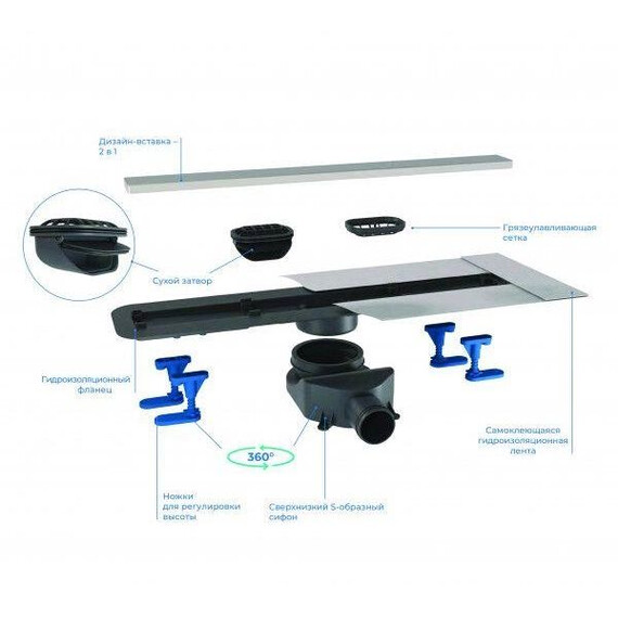 Трап Pestan (BETTOSERB) Confluo Frameless Line 95 см 13701234, хром матовый (под плитку), Цвет производителя: хром, Размер трапа: 1000 фото 4