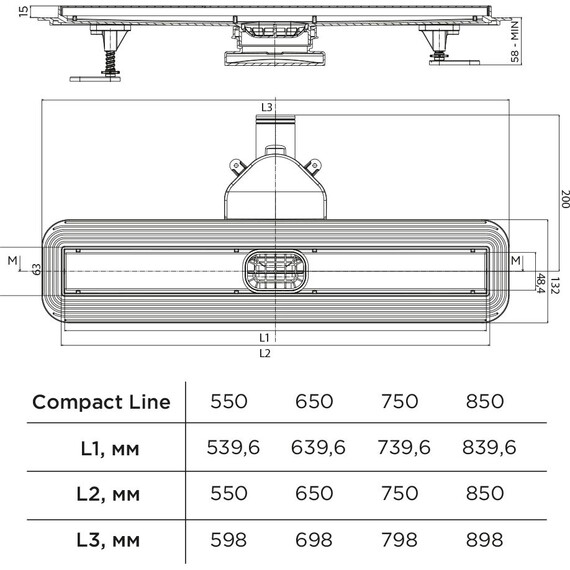 Трап Pestan (BETTOSERB) Betto Line 65 см 13702510, матовый хром (под плитку), Цвет производителя: хром матовый, Размер трапа: 650 фото 2