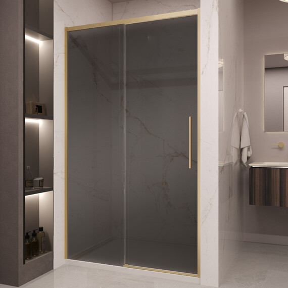 Душевая дверь Vincea Stella 120 см VDS-1ST120CGG (стекло 8 мм) брашированное золото/тонированное фото 