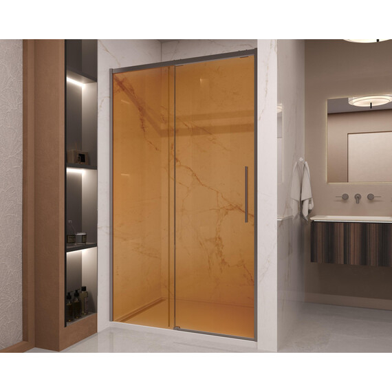 Душевая дверь Vincea Stella 120 см VDS-1ST120GSGM (стекло 8 мм) вороненая сталь/янтарь фото 2