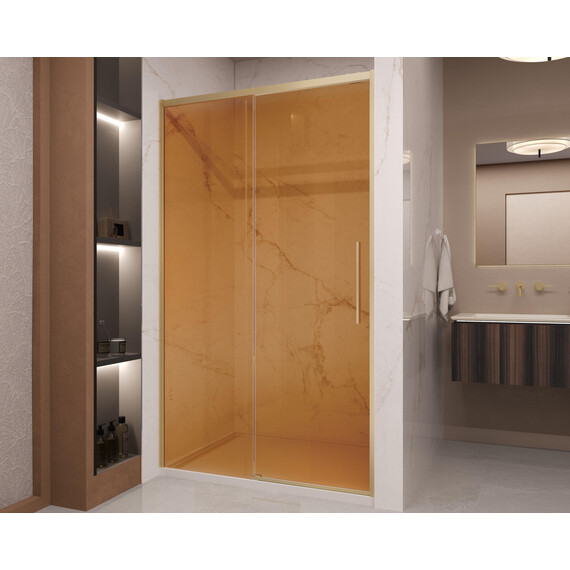 Душевая дверь Vincea Stella 120 см VDS-1ST120GSG (стекло 8 мм) брашированное золото/янтарь фото 2