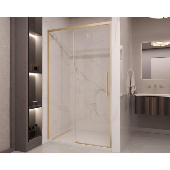 Душевая дверь Vincea Stella 130 см VDS-1ST130CLG (стекло 8 мм) брашированное золото/прозрачное фото 2