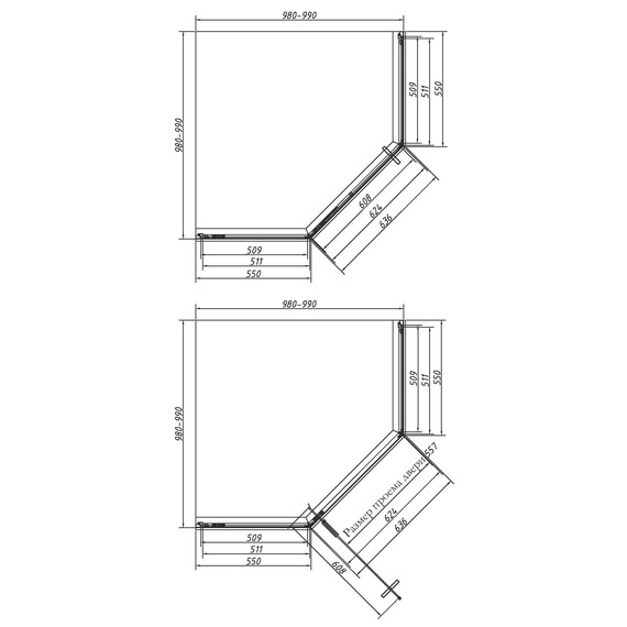 Душевое ограждение Vincea Slim-N 100x100 см VSP-4SN100CLG, брашированное золото/прозрачное фото 4
