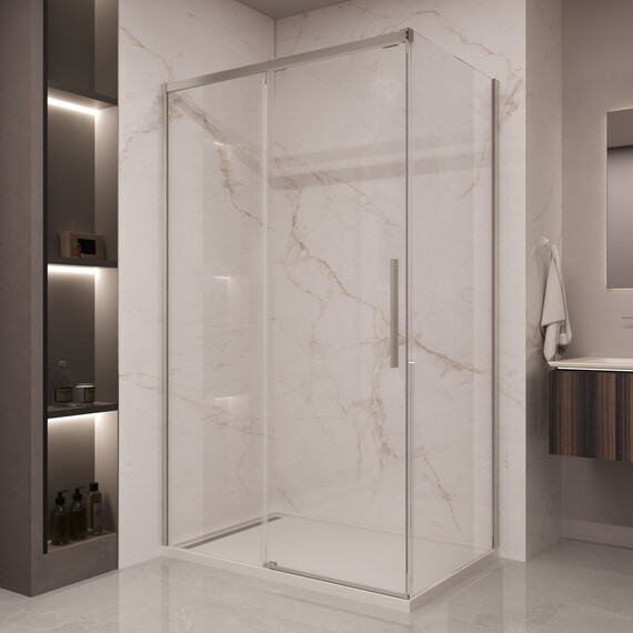 Душевое ограждение Vincea Stella 120x90 см VSR-1ST9012CLBN (стекло 8 мм) брашированный никель/прозрачное фото 