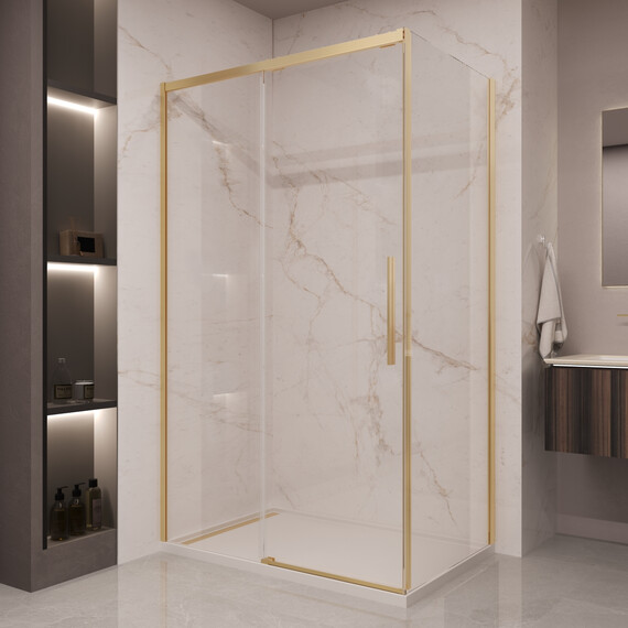 Душевое ограждение Vincea Stella 120x90 см VSR-1ST9012CLG (стекло 8 мм) брашированное золото/прозрачное фото 