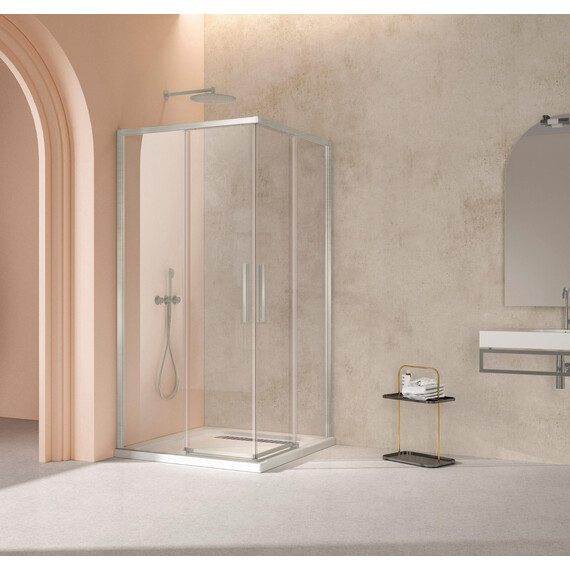 Душевое ограждение Vincea Slim 100x100 см VSS-4SL100CLBN (стекло 8 мм) брашированный никель/прозрачное фото 2