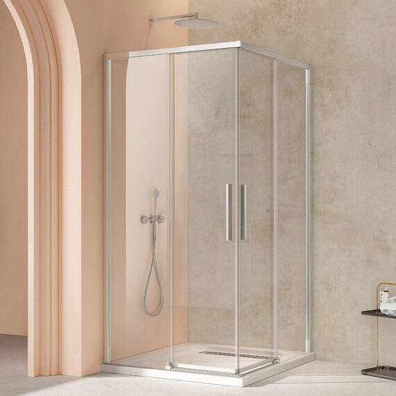 Душевое ограждение Vincea Slim 100x100 см VSS-4SL100CL (стекло 8 мм) хром/прозрачное фото 