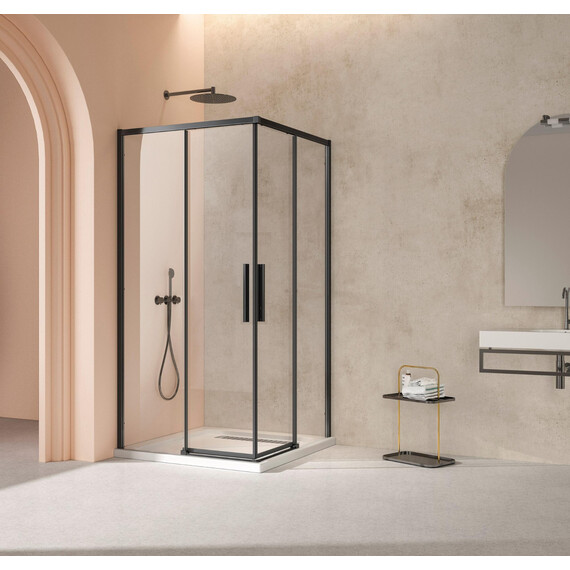Душевое ограждение Vincea Slim 90x90 см VSS-4SL900CLB (стекло 8 мм) чёрный матовый/прозрачное фото 2