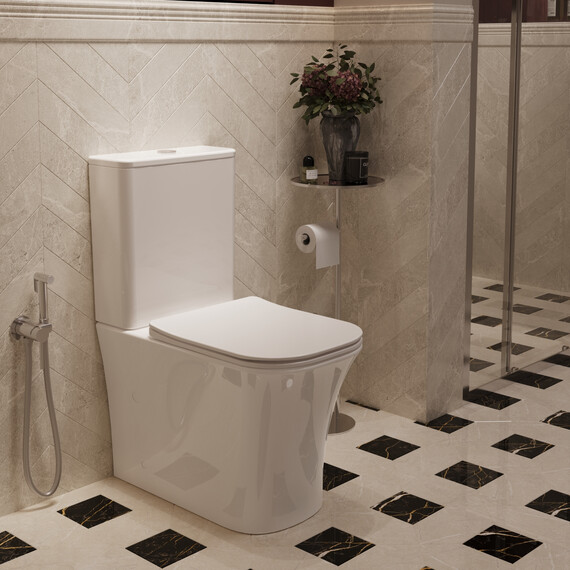 Унитаз-компакт безободковый Vincea City VT2-56T с ультратонкой крышкой микролифт (система смыва торнадо) фото 7