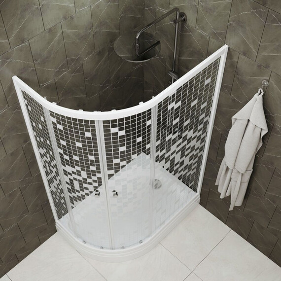 Душевое ограждение Triton Коралл 120x80 см R Щ0000061781, белый/мозаика фото 2