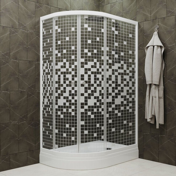Душевое ограждение Triton Коралл 120x80 см R Щ0000061781, белый/мозаика фото 3