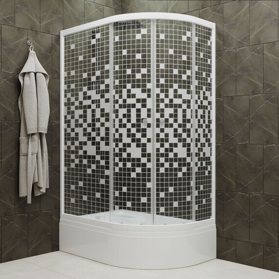 Душевое ограждение Triton Коралл 120x80 см L Щ0000061782, белый/мозаика фото 3