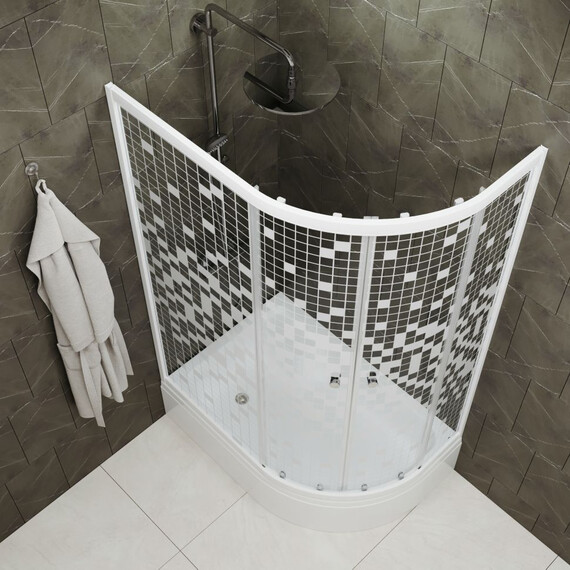 Душевое ограждение Triton Коралл 120x80 см L Щ0000061782, белый/мозаика фото 4