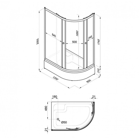 Душевое ограждение Triton Коралл 120x80 см L Щ0000061782, белый/мозаика фото 8