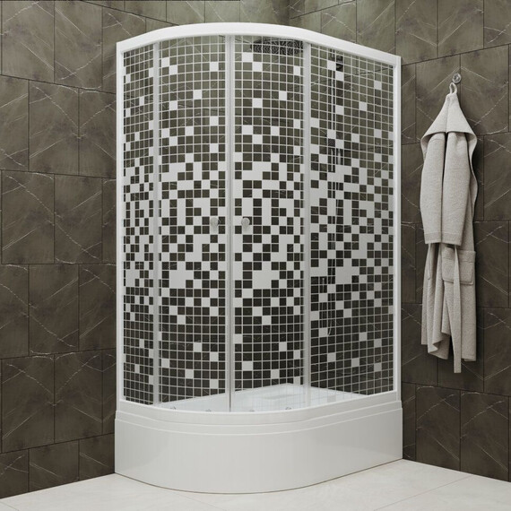 Душевое ограждение Triton Коралл 120x80 см R Щ0000061783, белый/мозаика фото 3