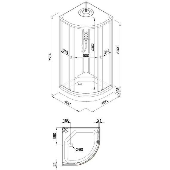 Душевая кабина Тритон Вельвет 80x80 см Щ0000064622, белый/матовое фото 13