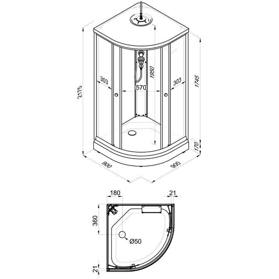 Душевая кабина Тритон Грэй 90x90 см Щ0000067302, белый/тонированное фото 20